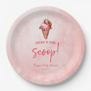Heres The Scoop Ice Cream Baby Showerウェルカムサイン ペーパープレート
