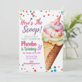 Here's The Scoop Ice Cream Birthday Invitation 招待状 (スタンド正面)