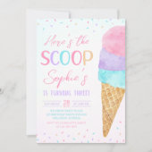 Here's the Scoop Ice Cream Birthday Invitation 招待状 (正面)