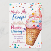 Here's The Scoop Ice Cream Birthday Invitation 招待状 (正面)