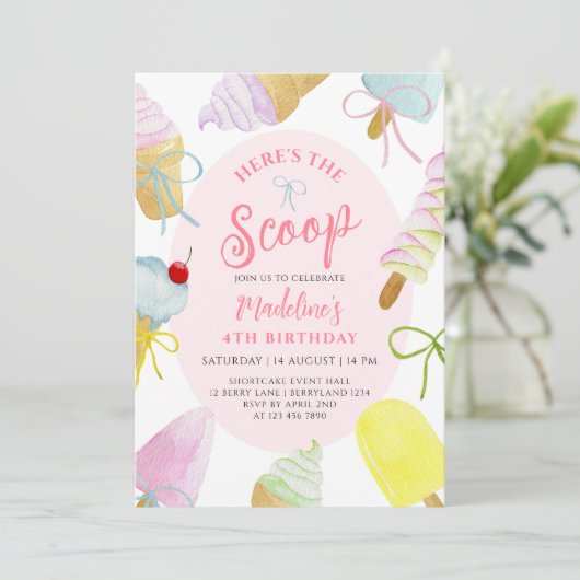 Here's the Scoop Ice Cream Birthday Party 招待状 (スタンド正面)