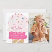 Here's The Scoop Ice Cream Photo Birthday Party 招待状 (正面)