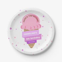 Here's The Scoop Ice Cream Sweet Pink Birthday ペーパープレート