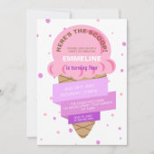 Here's The Scoop Ice Cream Sweet Pink Birthday 招待状 (正面)