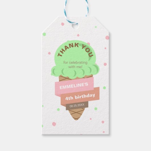 Here's The Scoop Mint Ice Cream Sweet Birthday ギフトタグ (正面)