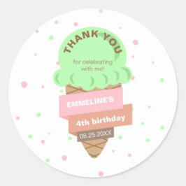 Here's The Scoop Mint Ice Cream Sweet Birthday ラウンドシール