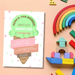 Here's The Scoop Mint Ice Cream Sweet Birthday 招待状