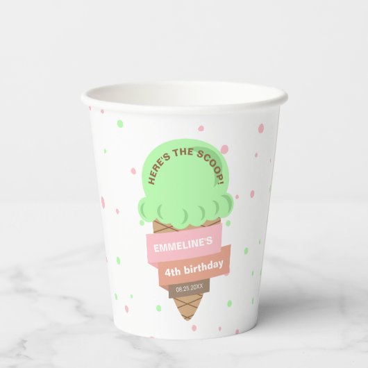 Here's The Scoop Mint Ice Cream Sweet Birthday 紙コップ (裏面)