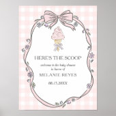 Here's the Scoop Pink Ice Cream Sundae Baby Shower ポスター (正面)