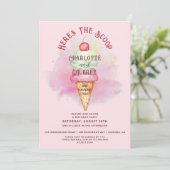 Here's The Scoop Twins 2nd Birthday Party Pink  招待状 (スタンド正面)