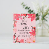 Here's to Strong Women Cherry Red & Pink Floral ポストカード (スタンド正面)