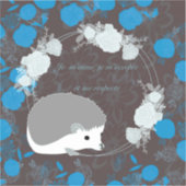 hérisson, fleur de vie, bleu, mandala,zen,chakra シール (正面)