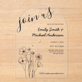 Heritage Acrylic Bee & Botanical Arch Wedding アクリル招待状 (正面)