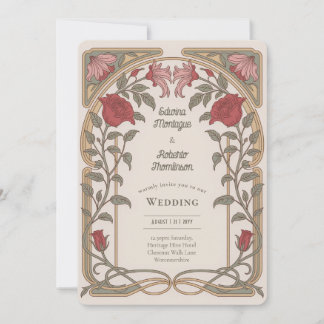 Heritage Art Nouveau Floral Wedding Vintage 招待状