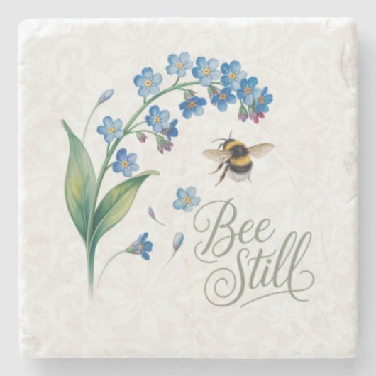 Heritage | Bee Still Botanical Marble – 水彩 ストーンコースター (正面)