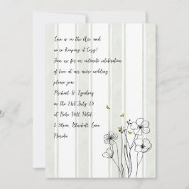 Heritage Bees Modern Handwritten Handdrawn Wedding 招待状