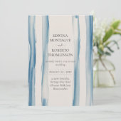 Heritage Blue Brushstroke Coastal Modern Wedding 招待状 (スタンド正面)