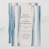 Heritage Blue Brushstroke Coastal Modern Wedding 招待状 (正面/裏面)