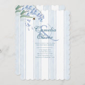 Heritage Bluebells Bees Floral Stripes Wedding 招待状 (正面/裏面)