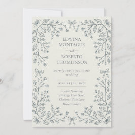 Heritage Botanical Bows Frame Elegant Wedding 招待状
