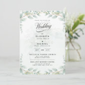 Heritage Eucalyptus Leaves Botanical Photo Wedding 招待状 (スタンド正面)