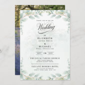Heritage Eucalyptus Leaves Botanical Photo Wedding 招待状 (正面/裏面)