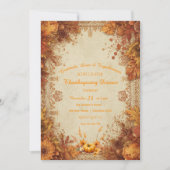 Heritage Floral Elegant Damask Thanksgiving 招待状 (正面)