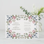 Heritage Horizontal Victorian Rose Wedding 招待状 (スタンド正面)