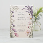 Heritage Lavender Meadow Wildflower Wedding 招待状 (スタンド正面)