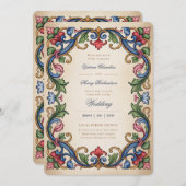 Heritage | Medieval Renaissance Gold Jewel Wedding 招待状 (正面/裏面)