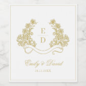 Heritage Monogram Vintage Wedding  ワインラベル (シングルラベル)