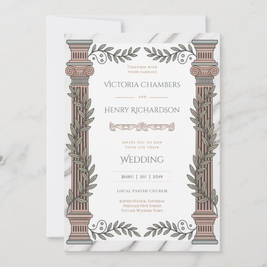 Heritage | Neoclassical Greco-Roman Wedding 招待状 (正面)