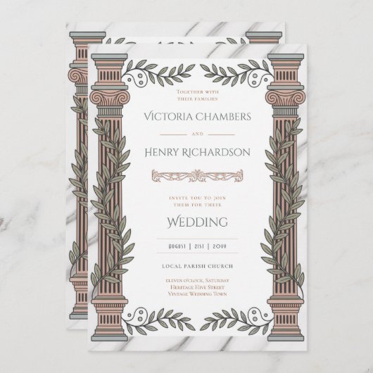 Heritage | Neoclassical Greco-Roman Wedding 招待状 (正面/裏面)