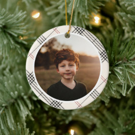 HERITAGE | Neutral Tartan Pattern Photo セラミックオーナメント
