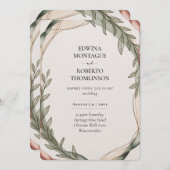 Heritage Olive Wreath Botanical Wedding 招待状 (正面/裏面)