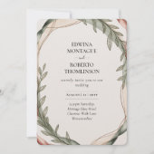Heritage Olive Wreath Botanical Wedding 招待状 (正面)