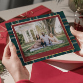 Heritage Preppy Plaid Christmas Photo  箔シーズンカード