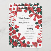 Heritage | Retro 1950s Rockabilly Red Rose Wedding 招待状 (正面/裏面)