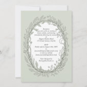 Heritage Sage Green Botanical Wreath Elegant Weddi 招待状 (裏面)