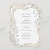 Heritage Scalloped Botanical Frame Elegant Wedding 招待状 (正面/裏面)