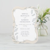 Heritage Scalloped Botanical Frame Elegant Wedding 招待状 (スタンド正面)