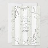 Heritage Stripe & Line Art Botanical Ribbon Weddin 招待状 (裏面)