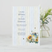 Heritage Sunflower and Bee Mason Jar Wedding 招待状 (スタンド正面)