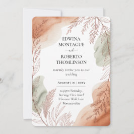 Heritage Terracotta and Sage Botanical Wedding 招待状