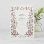 Heritage Victorian Botanical Rose Wedding 招待状 (スタンド正面)