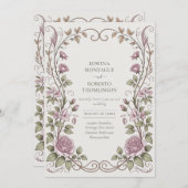 Heritage Victorian Botanical Rose Wedding 招待状 (正面/裏面)