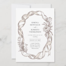 Heritage Vintage Ribbon & Peony Botanical Elegant