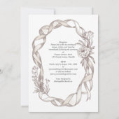 Heritage Vintage Ribbon & Peony Botanical Elegant 招待状 (裏面)