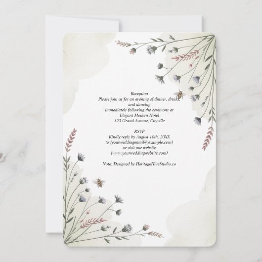 Heritage Wildflower Meadow Wedding 招待状 (裏面)