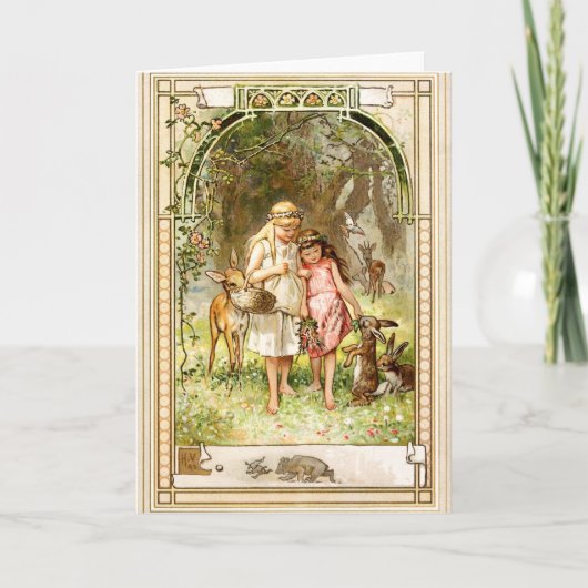 Hermann Vogel -雪の白いおよびバラの赤 カード (正面)